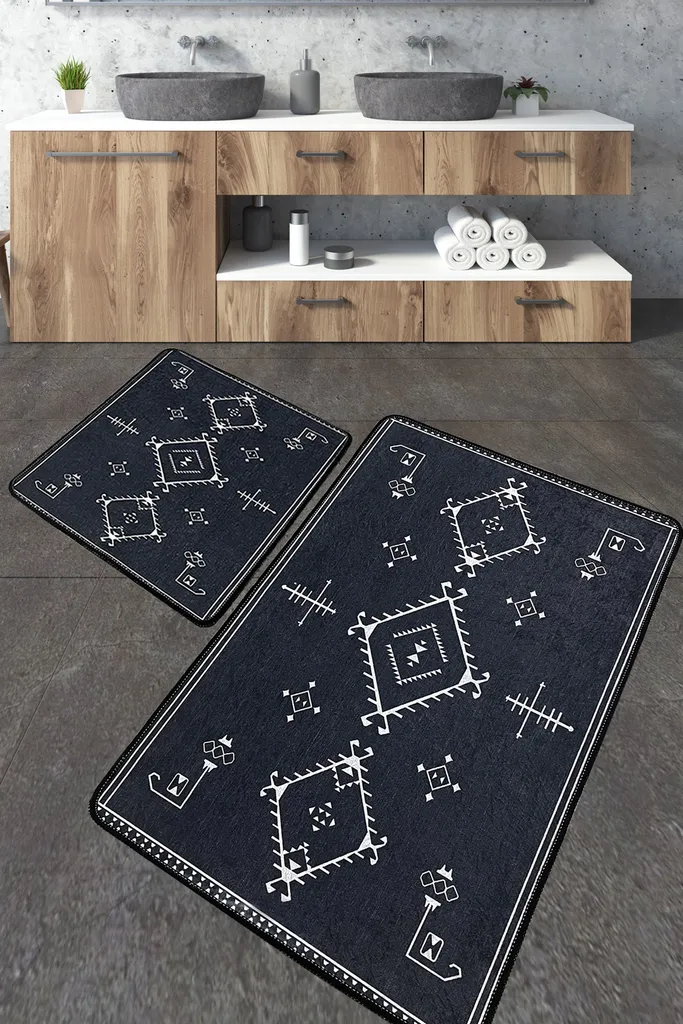 Tapis de bain moelleux 700 g/m² gris foncé en polyester haute qualité