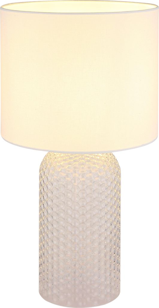 Lampada da tavolo, vetro tessile, bianco, H 50 cm Immagine del prodotto 