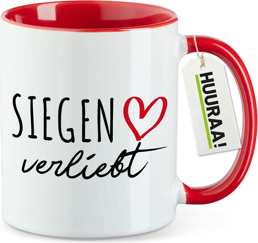 Huuraa Kaffeetasse Siegen verliebt 330ml Rot Keramik Kaffeebecher Geschenkidee