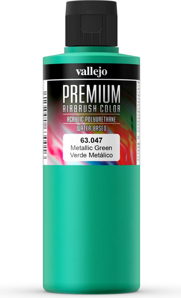 Premium Color Pearl & Metallics Vallejo 63047 Metallic Green 200ml Airbrush Acrylfarbe