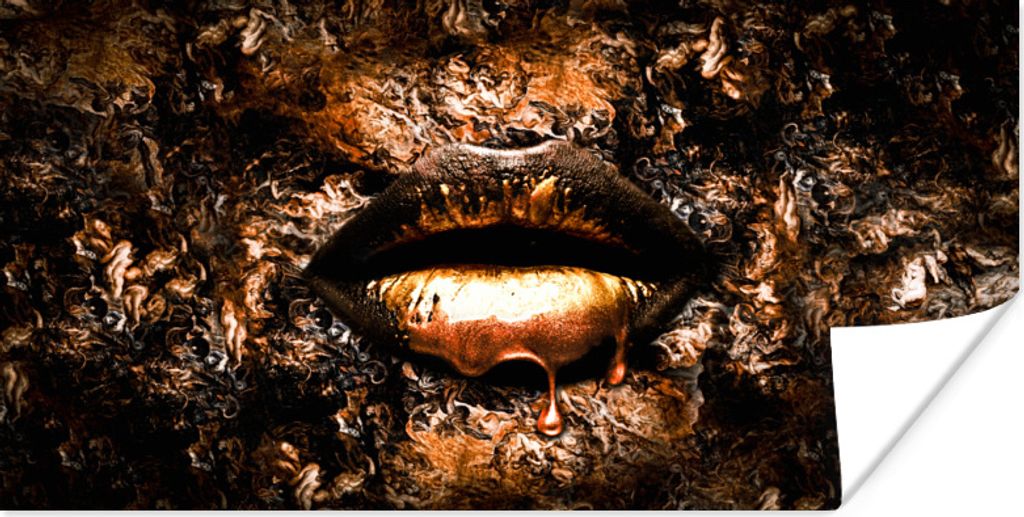 MuchoWow Poster Farbe - Lippen - Frau 160x80 cm - Foto Poster