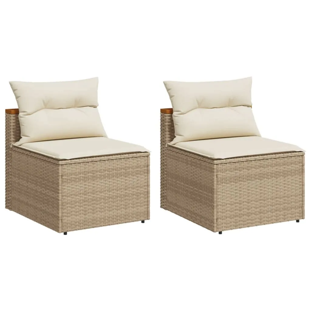 Canapé de jardin beige en résine tressée anti-UV et entretien facile 2pcs