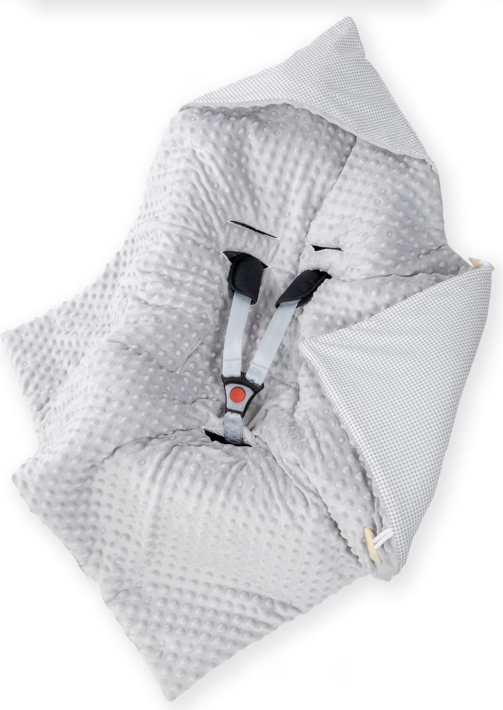 Amilian Baby Einschlagdecke mit Kapuze 90×90 cm – doppelseitig, mit Holzknöpfen, universell für Babyschale, Kinderwagen & Buggy