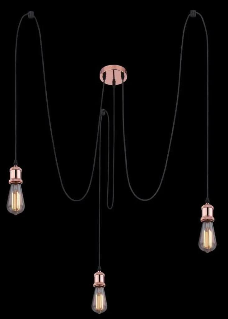 Lampe à suspendre 3 feux métal cuivré brillant Globo Lighting culot E27 - 8