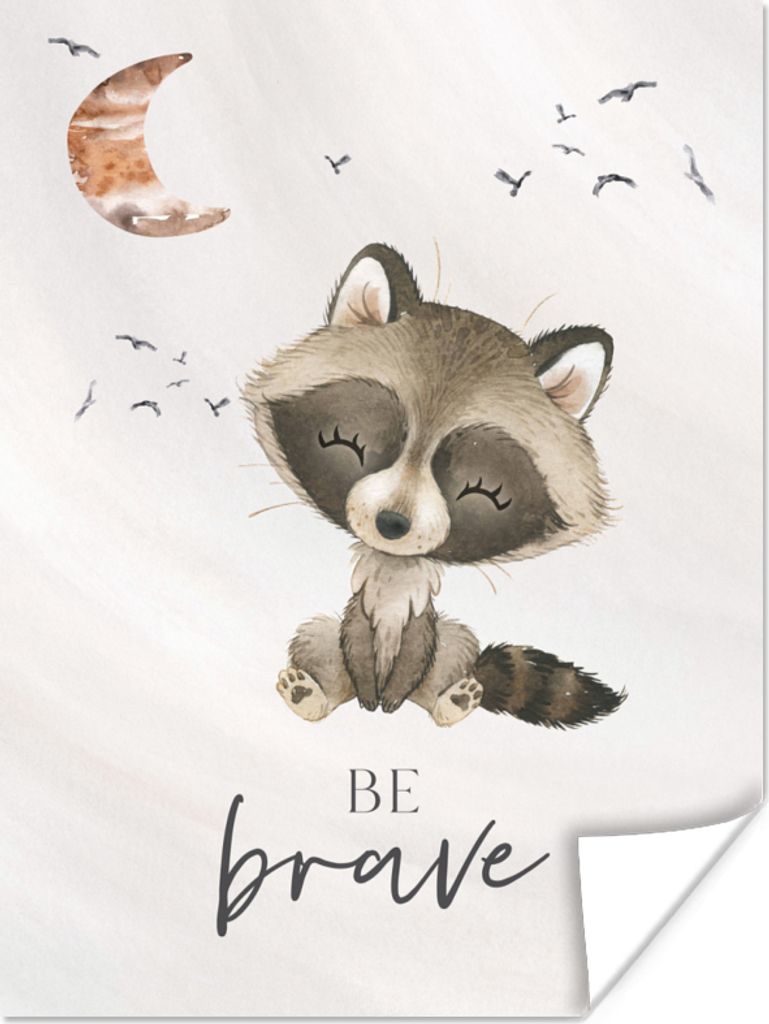 MuchoWow Poster Aquarell - Sei mutig - Zitate - Kinder - Jungen - Mädchen 60x80 cm - Schlafzimmer Dekoration