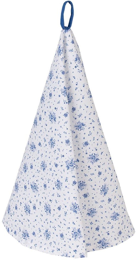 Clayre & Eef Geschirrtuch Ø 80 cm Weiß Blau Baumwolle Rosen