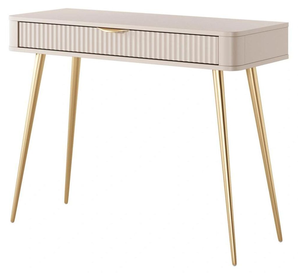Schminktisch Frisiertisch Konsole FLORE 100 cm Beige Gold Glamour