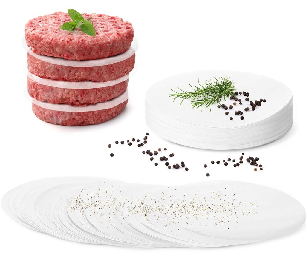 500 Blatt Burgerpapier, rundes Backpapier, Burgerpapier, 13 cm große Ausstechformen, Pergamentpapier, Antihaftpapier, Antihaft-Burgerzubehör, run...