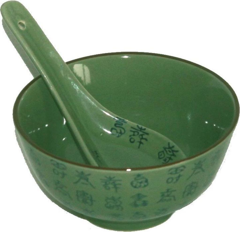 39 Kleine Matcha Reis- oder Teeschale Celadon grün mit Löffel