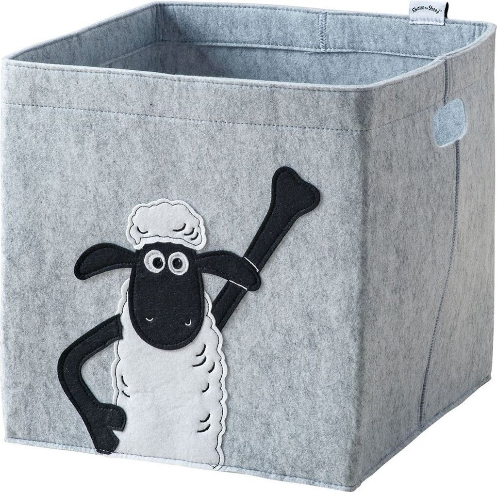 Lifeney meets "Shaun das Schaf" Aufbewahrungsbox für Kinder Filz-Box mit dem kultigen Schaf zum Verstauen von Spielzeug 30 x 30 x 30 cm passend f...