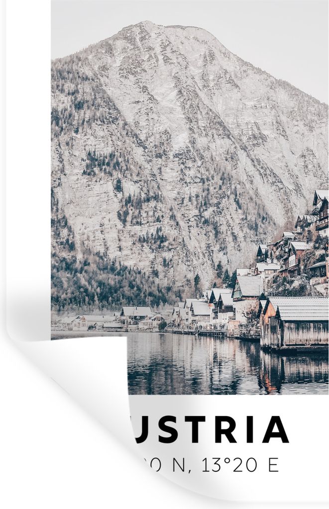 MuchoWow Wandtattoo Wandsticker Wandaufkleber Österreich - Wasser - Berge - Alpen 20x30 cm Selbstklebend und Repositionierbar - Sticker - Dekorf...