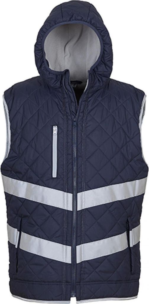YOKO HV007 | Hi Vis Kensington Hooded Gilet - Arbeitsweste - EN ISO 20471 - Farbe: Navy - Größe: L