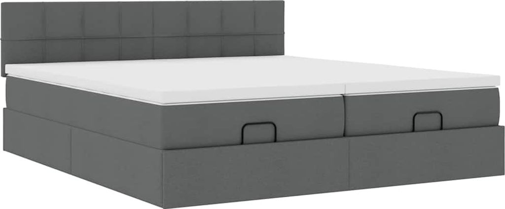 Ottoman-Bett mit Matratzen Dunkelgrau 200x200 cm Stoff