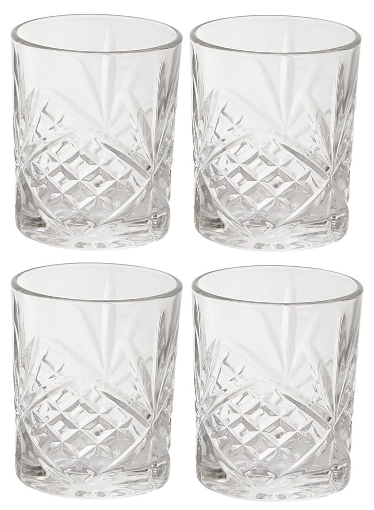 Cook Concept Cocktail Trinkglaser - Luxe Relief - transparent - Glas - Set 4x Stuck - 300 ml