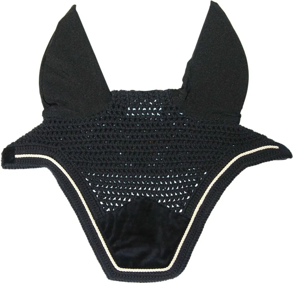 Bonnet anti-mouches Velvet Kentucky Noir avec bordure velours Cob