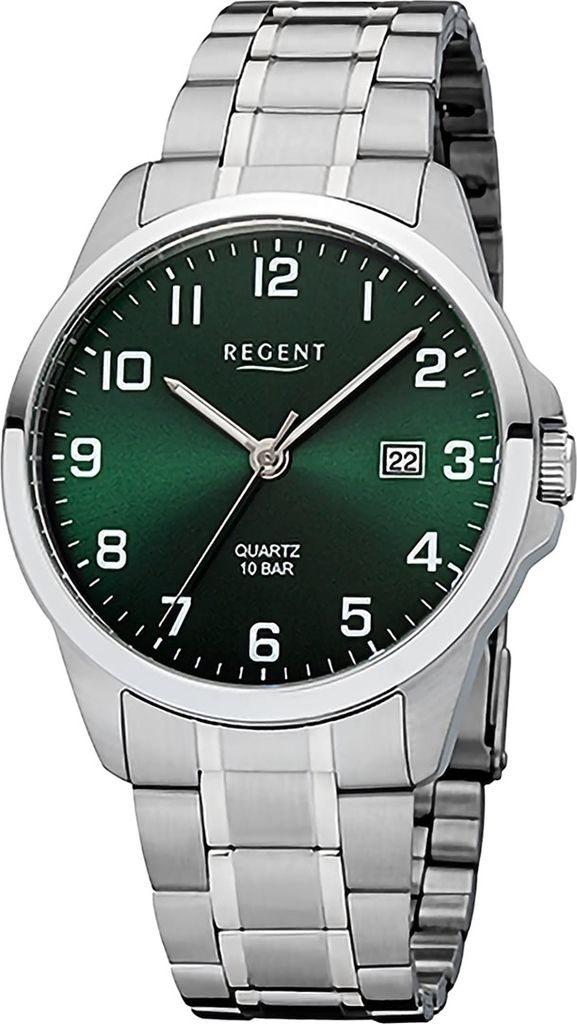 Regent Metall Herren Uhr Armbanduhr Quarz silber Metallarmband D2URF1422