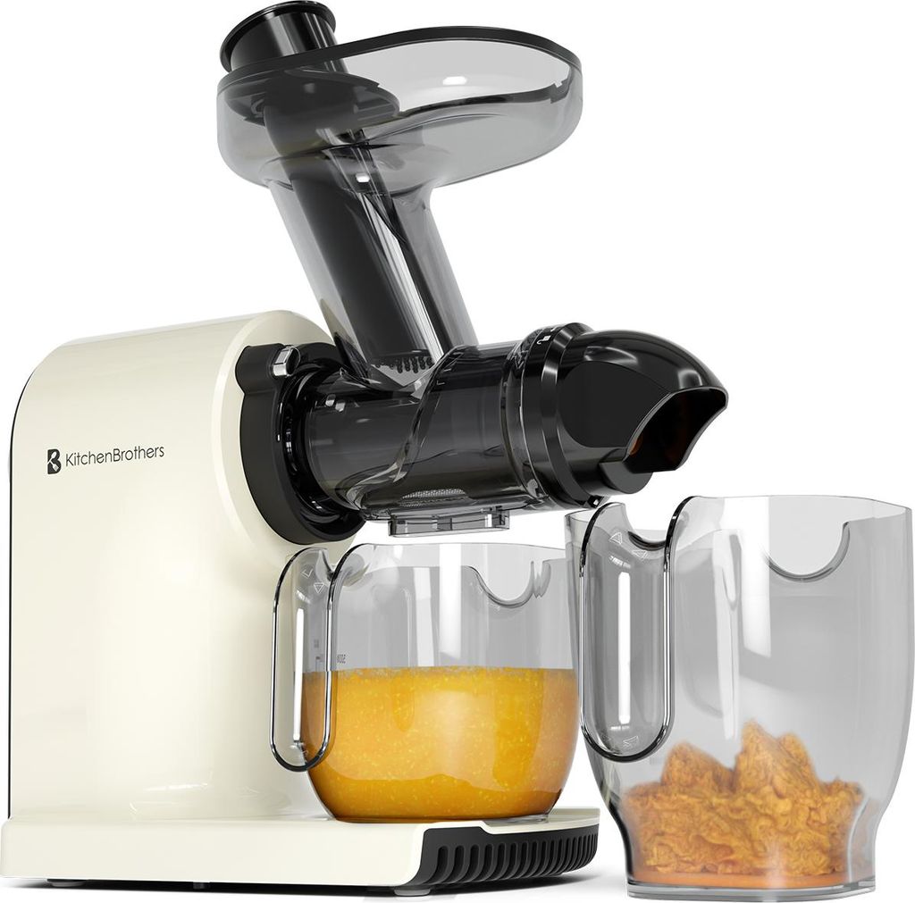 KitchenBrothers Slow Juicer - Kompakt - Entsafter - Obst- und Gemüsepresse - 45mm - 500ml - Champagner