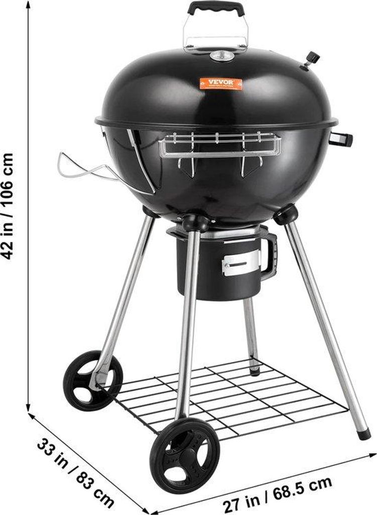 Mobiler Holzkohlengrill mit Deckel 83x68x106cm
