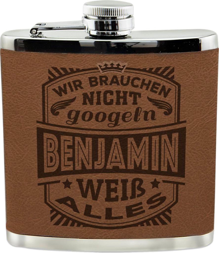 Personalisierter echter Kerl Flachmann mit Namen- Benjamin