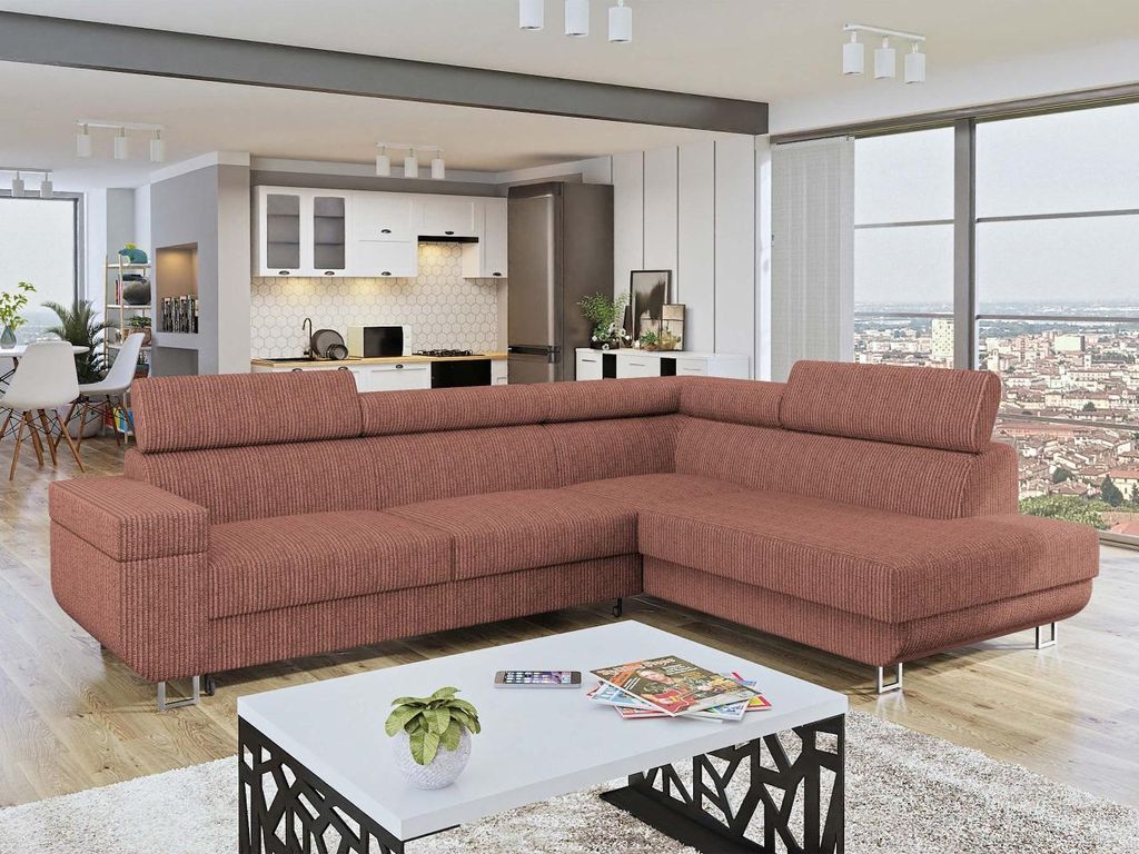 MIRJAN24 Ecksofa Fonti Cord, Eckcouch mit Schlaffunktion und Bettkasten, L-Form Sofa vom Hersteller (Poso 29, Seite: Rechts)