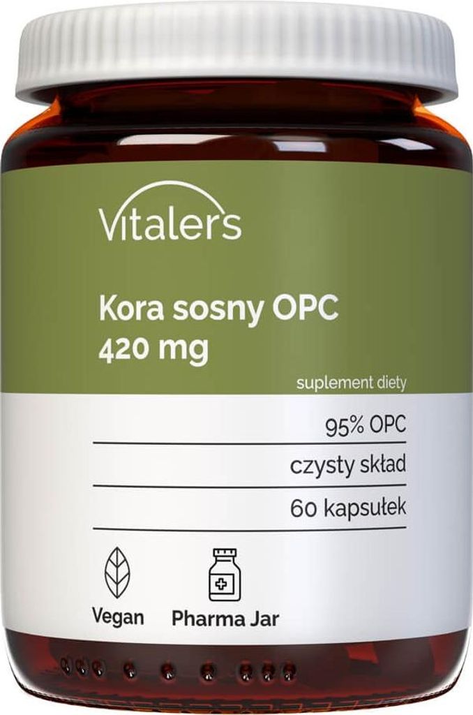 Vitaler's OPC (Kiefernrinde) 420 mg – 60 Kapseln, vegan, 2 Monate Einnahme, ohne Konservierungsstoffe, reine Zusammensetzung