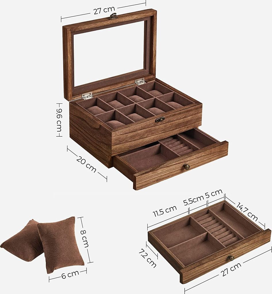 ProCase Uhrenbox Mit 8 Fächern - Elegante Aufbewahrung Für Uhren & Schmuck