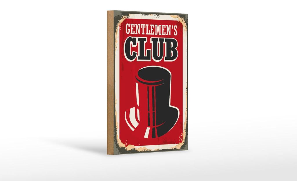 Holzschild Retro 12x18cm Gentlemen`s Club Männer