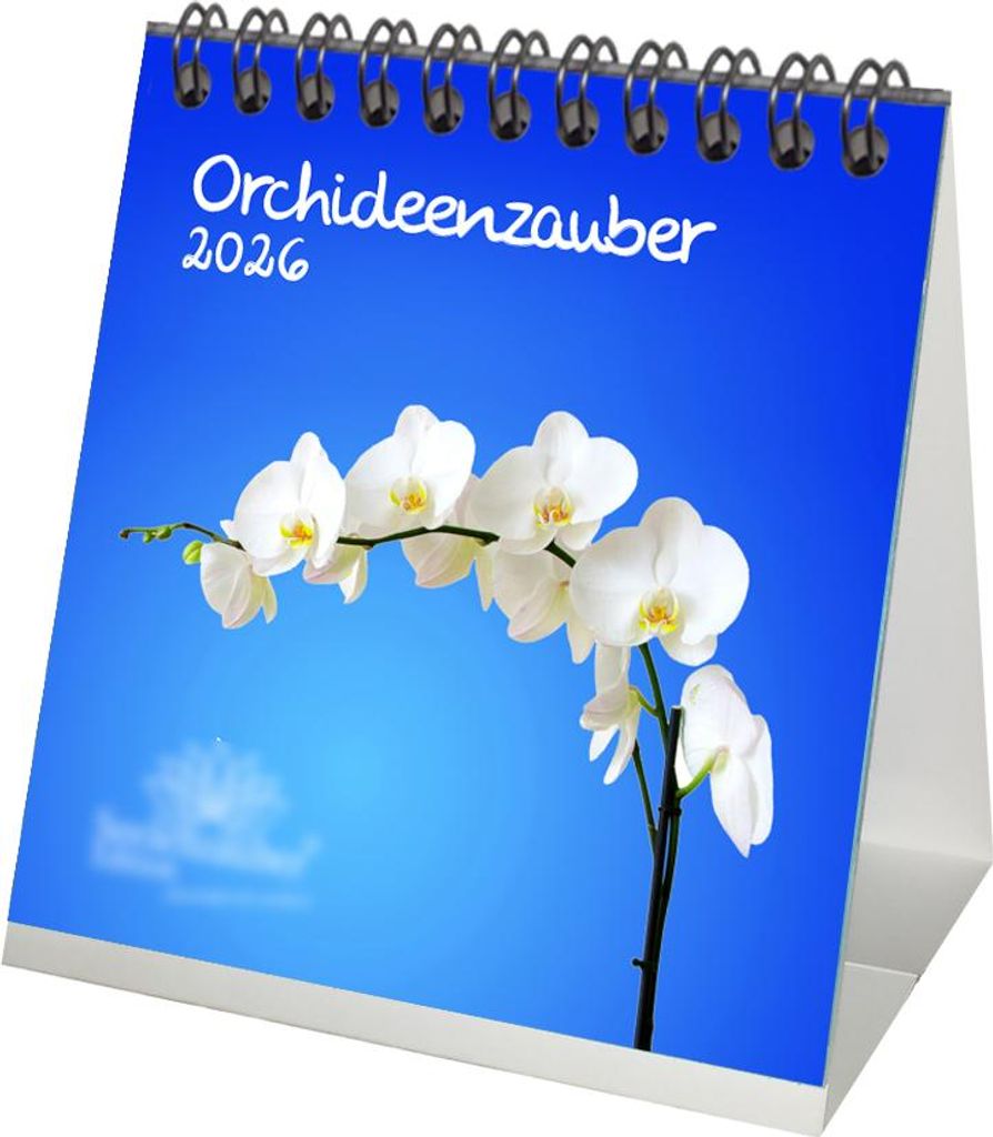 Orchideenzauber Tischkalender 10cm x 10cm für 2026 Orchideen und Blüten - Set-Inhalt: 1x Kalender 1x Weihnachtsanhänger 1x Grußanhänger (gesam...