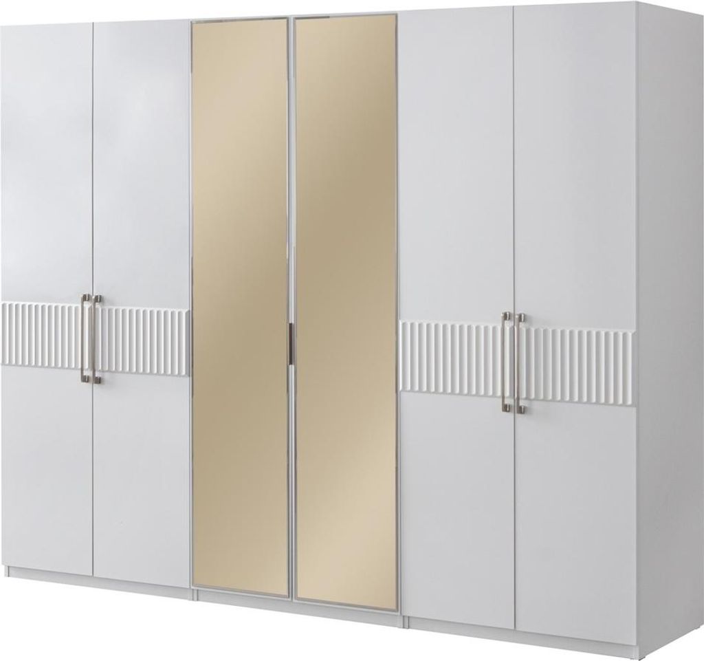 Kleiderschrank Bronz Holzwerkstoff Weiß Spiegel, Produktauswahl:6 trg. Kleiderschrank