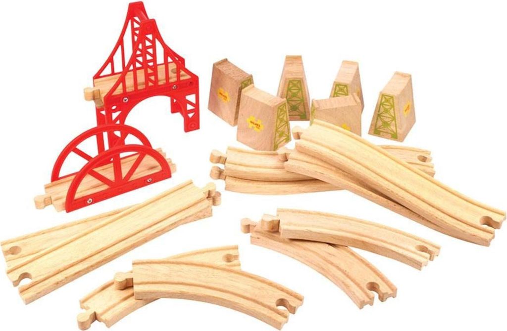 Bigjigs Rail Holzschienen-Set Brücke 18 Teile