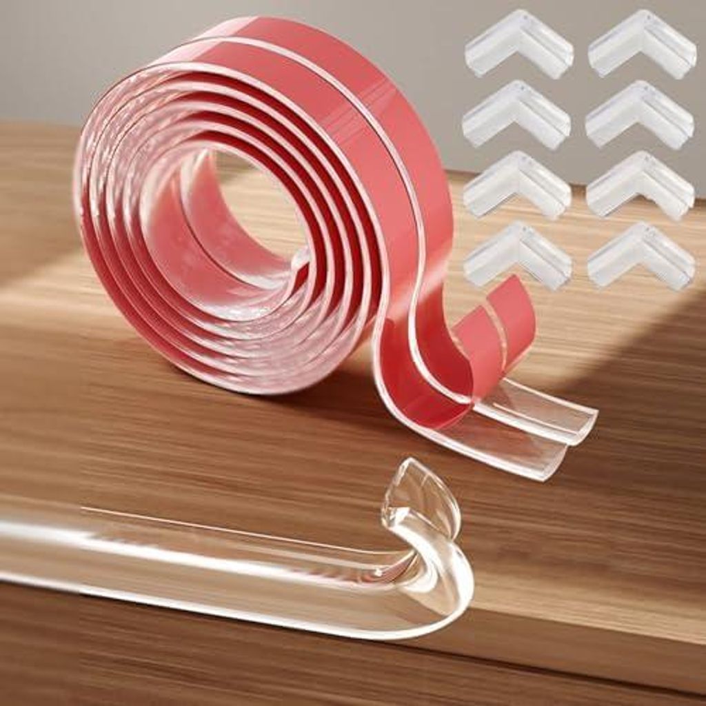 Kantenschutz Baby Transparent, Eckenschutz Baby Transparent Klebestreifen,Silikon Baby Kantenschutz für Schubladen, Schränke (4m+ 4 Schutzwinkel)