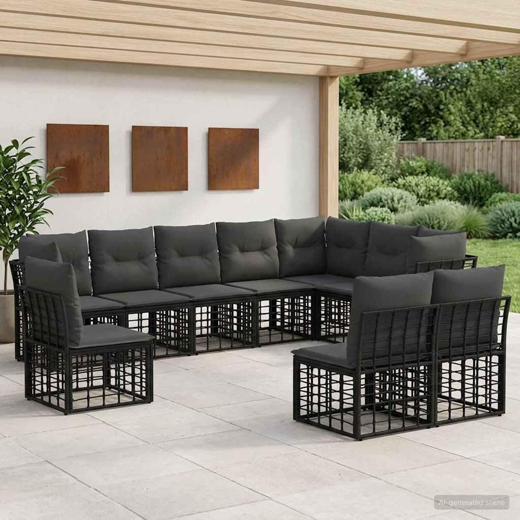 Maison Exclusive - Outdoor-Sofagarnitur Schwarz Polyester