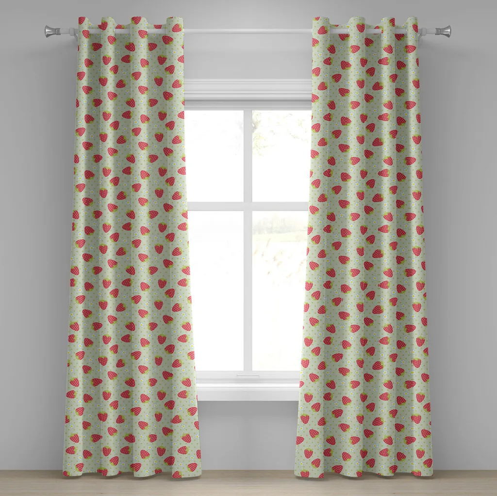 Rideau motifs fruits et marguerites en tissu résistant 280x245 cm