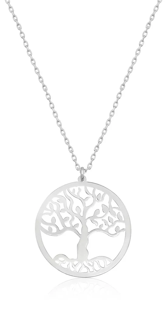 Collier Arbre de Vie pour Femme en Argent 925 Rhodié - Pendentif Rond