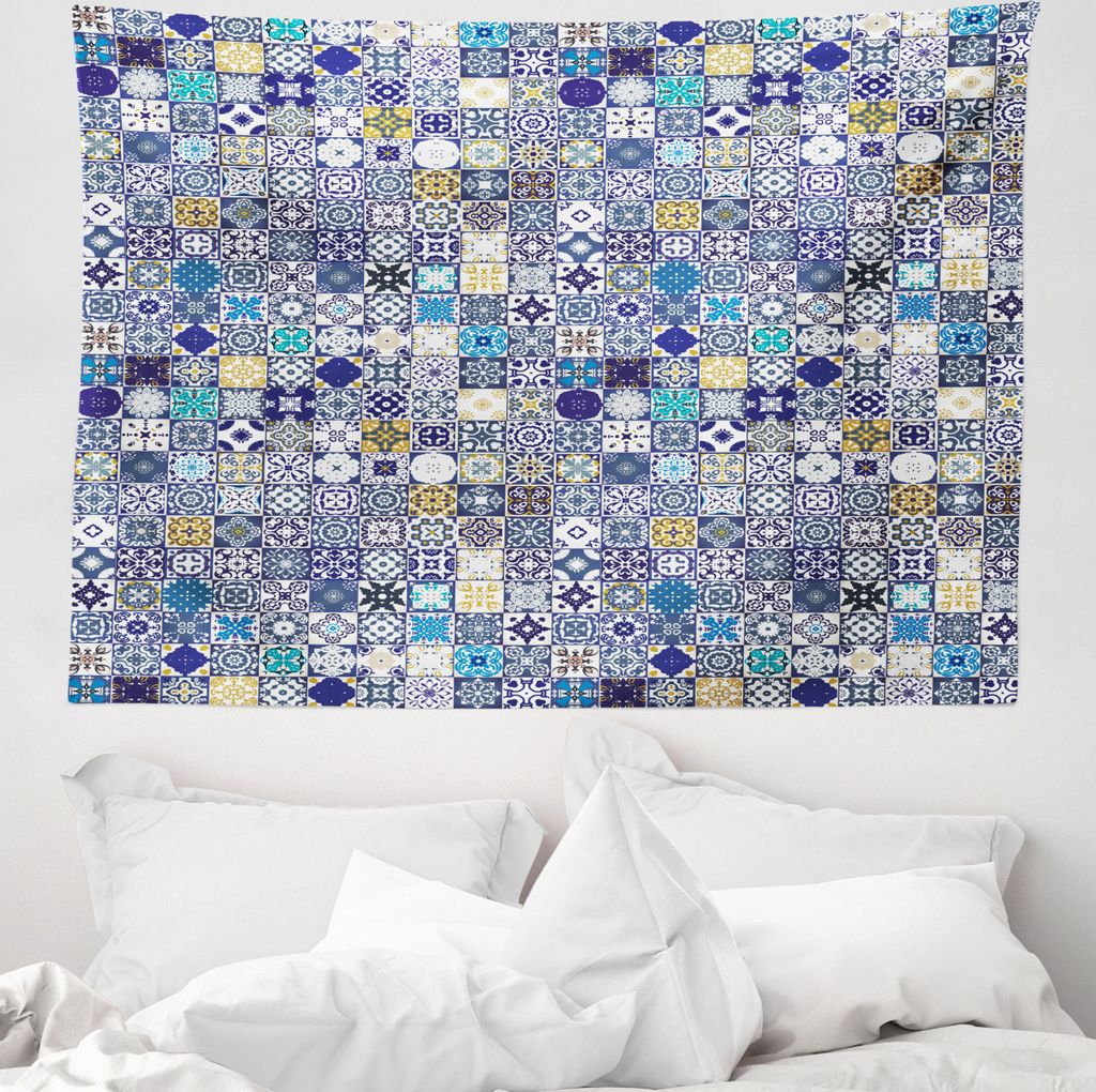 ABAKUHAUS marokkanisch Wandteppich, Mittelmeer-Weinlese aus Weiches Mikrofaser Stoff Waschbar ohne Verblassen Digitaldruck, 150 x 110 cm, Mehrfarbig