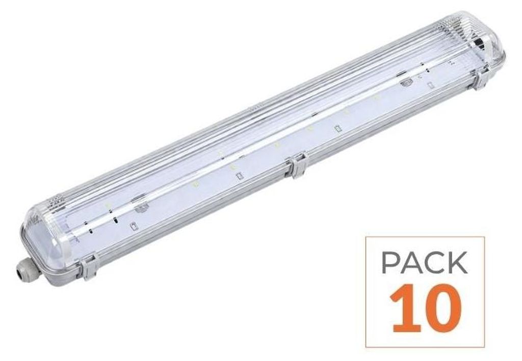 Wasserdichte Doppel-Lichtleiste für LED-Röhre T8 60cm IP65 (leeres Gehäuse) (Packung mit 10 )