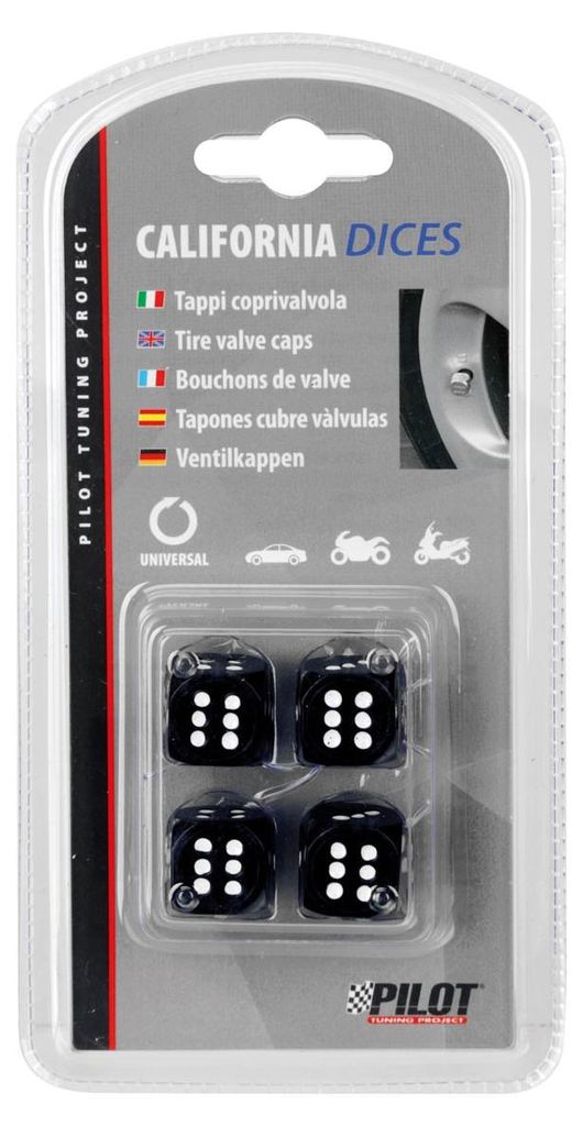 4 x bouchons de valve, cube, noir-blanc, automobile, moto, Image du produit 