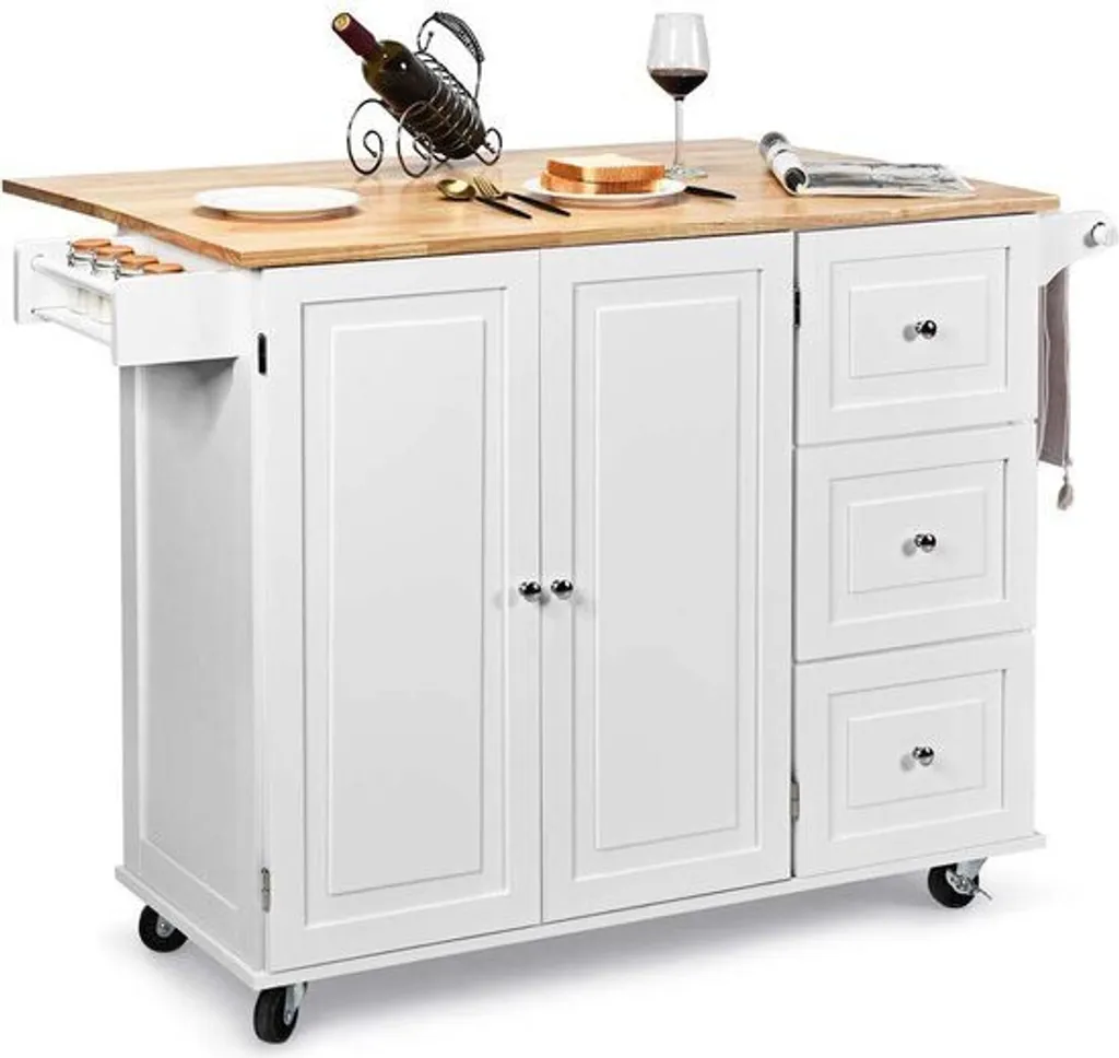 COSTWAY Desserte de Cuisine à Roulettes avec Porte-Épices et Grand Tiroir