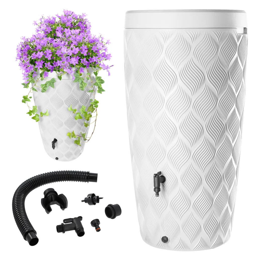 Tonneau de pluie 240L résistant avec robinet et jardinière intégrée KADAX
