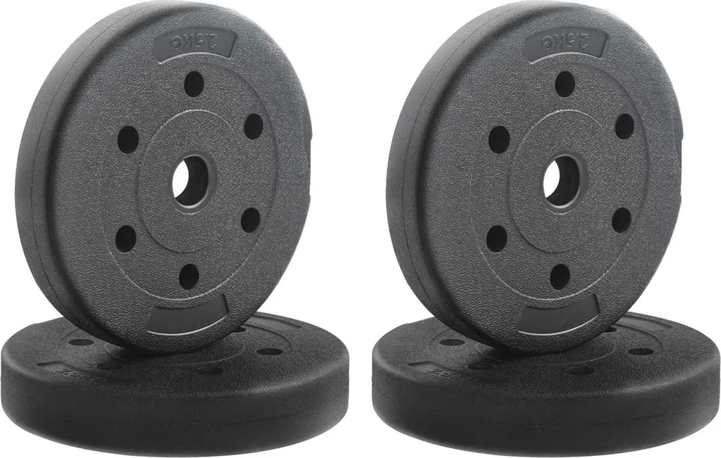 Disques musculation 10 kg robustes lot de 4 poids noirs haute densité