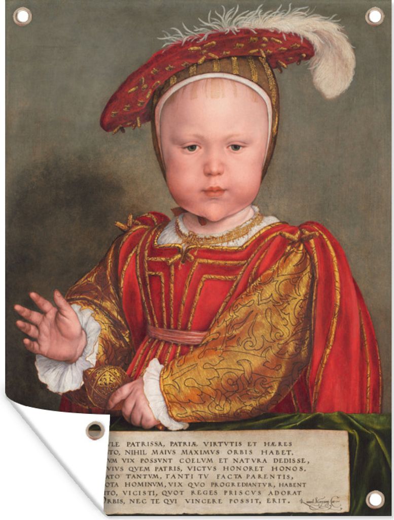 MuchoWow 60x80 cm Outdoor-Poster Gartendeko Sichtschutz Garten Poster für den Garten Porträt von Edward VI. als Kind - Gemälde von Hans Holbe...
