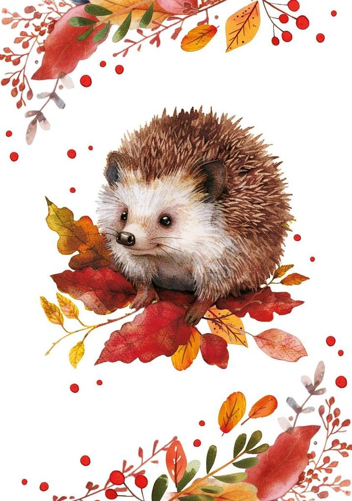Geschirrtuch Igel im Herbst, Geschirrtücher Mitbringsel Produktbild 