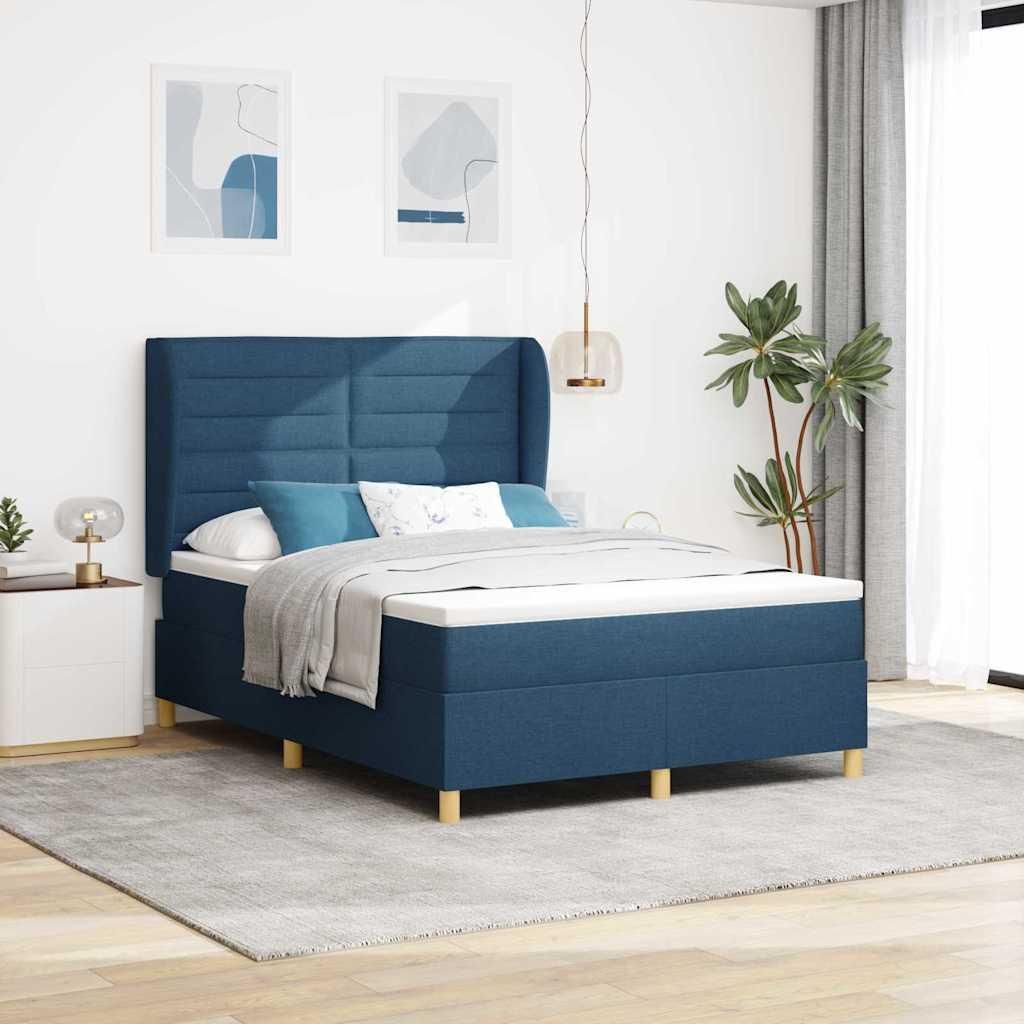 Maison Exclusive - Boxspringbett mit Matratze mit Kopfteil Blau 200 x 160 cm Stoff