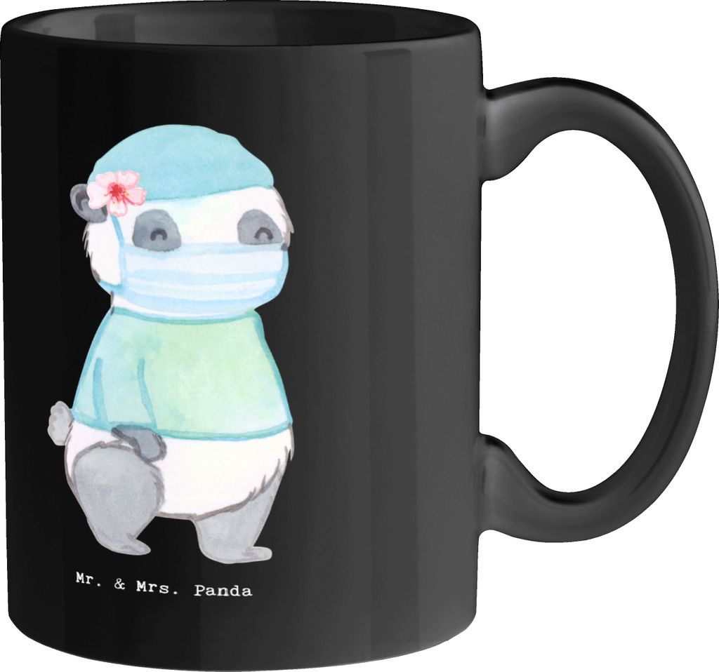 Mr. & Mrs. Panda Becher Ärztin Pause - Schwarz - Geschenk, Pott, Beruf, Trinkbecher, Keramiktasse, Wissenschaft, Diagnose, Lächeln, Kaffeetasse, ...