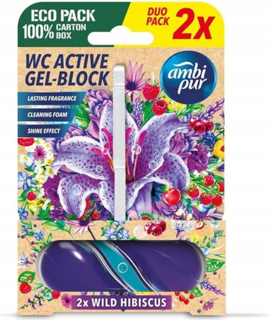 Ambi Pur WC Active Gel-Block 2x45g Wild Hibiskus - WC Duft (1er Pack)