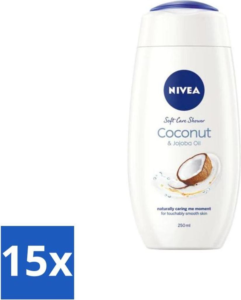 NIVEA Soft Care Duschgel Kokosnuss- & Jojobaöl 250 ml - Vorteilspack - 15 Stücke