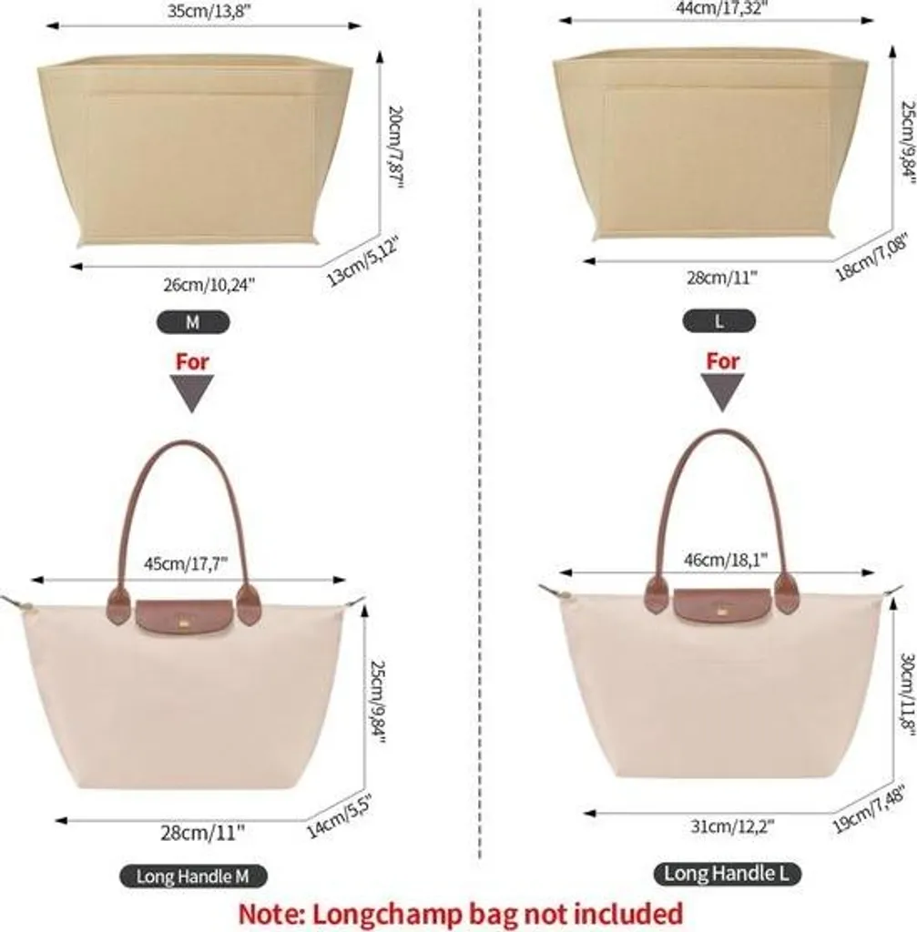 Organiseur pour sacs à main large en feutre 8 compartiments modulables