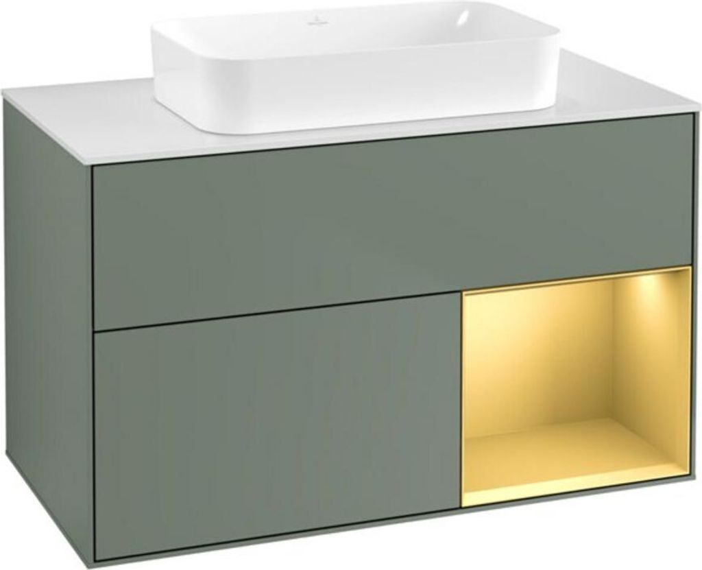 V&B Waschtischunterschrank Finion 100x60,3 cm, Reg re gol m, Oli. m Lac