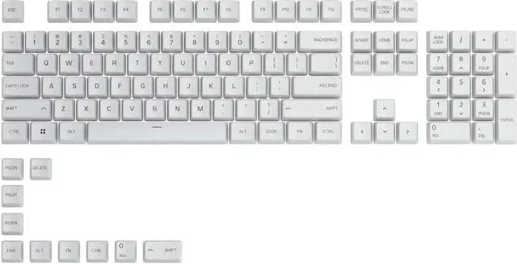 Touches de Clavier PBT Arctic White - Set de Keycaps Glorious 114 Pcs