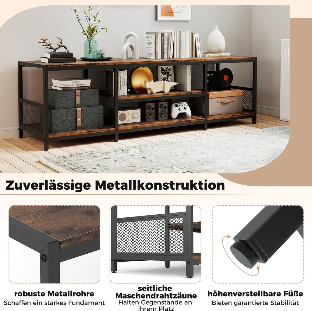 Table TV avec compartiments de rangement ouverts pour salon chic - 7
